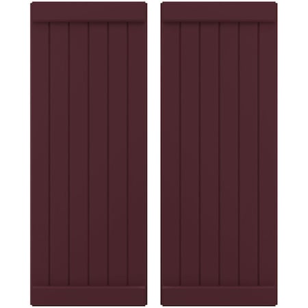 Ekena Millwork Americraft 6-Board Exterior Wood Joined Board-n-Batten Shutters w/ End Batten, ARW103BB621X37WRH, PR ARW103BB621X37WRH